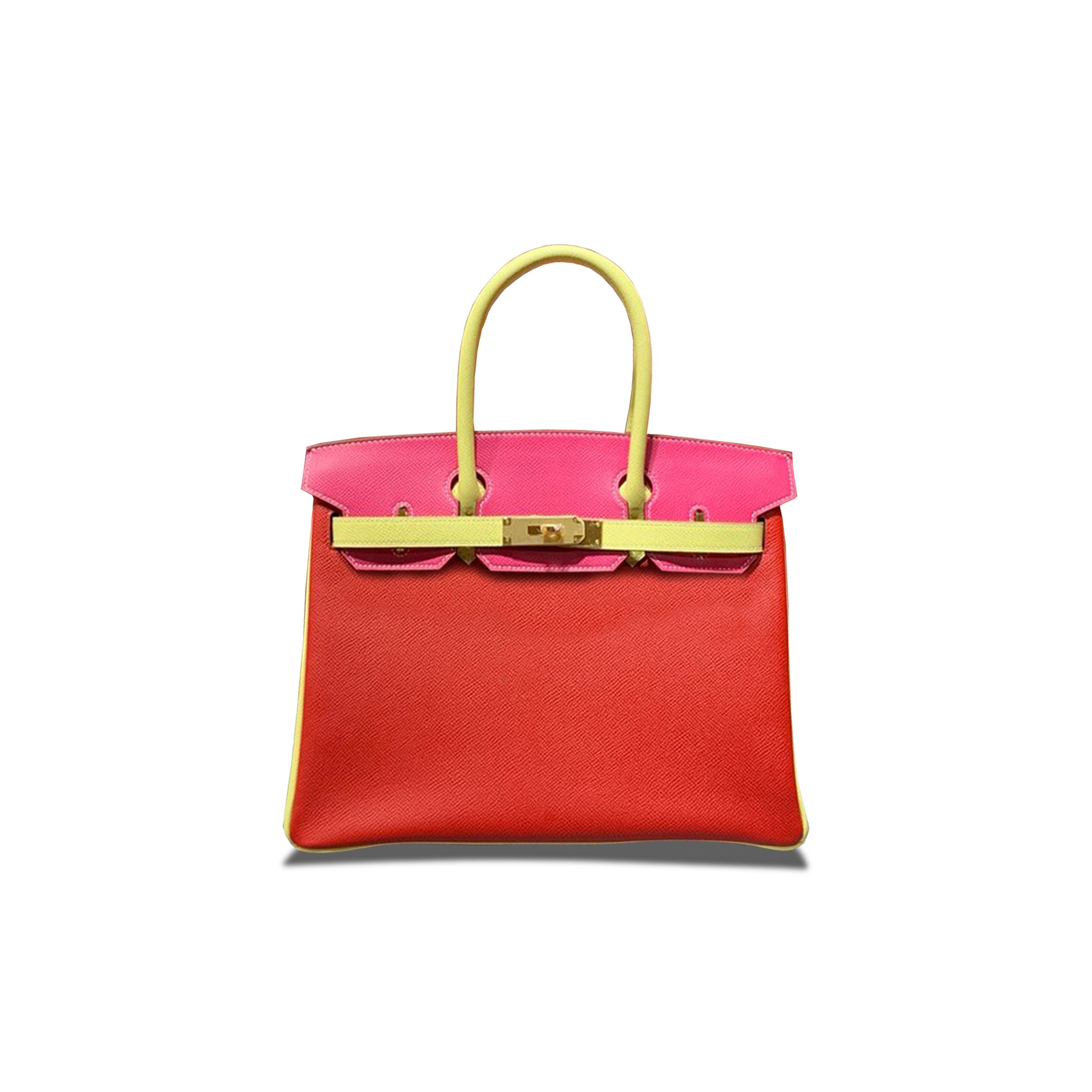 HERMES BIRKIN 30 EPSOM RED AND CHICK YELLOW AND ROSE GOLD BUCKLE H028362CC06 (30*23*15cm)